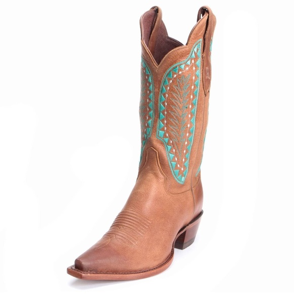 Reba Womens Jane Embroidered Snip Toe Cowboy Boots Turquoise, size 8 - Picture 1 of 6